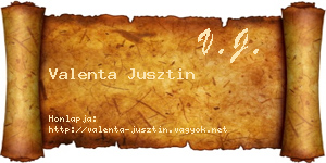 Valenta Jusztin névjegykártya